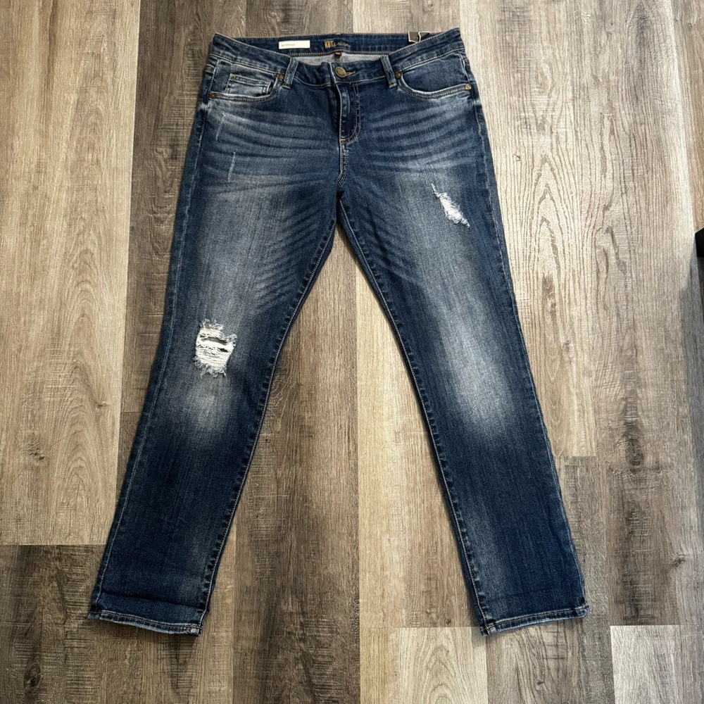 Kut From The Kloth Dark Wash Distressed  Boyfriend style Women’s Jeans 8petite